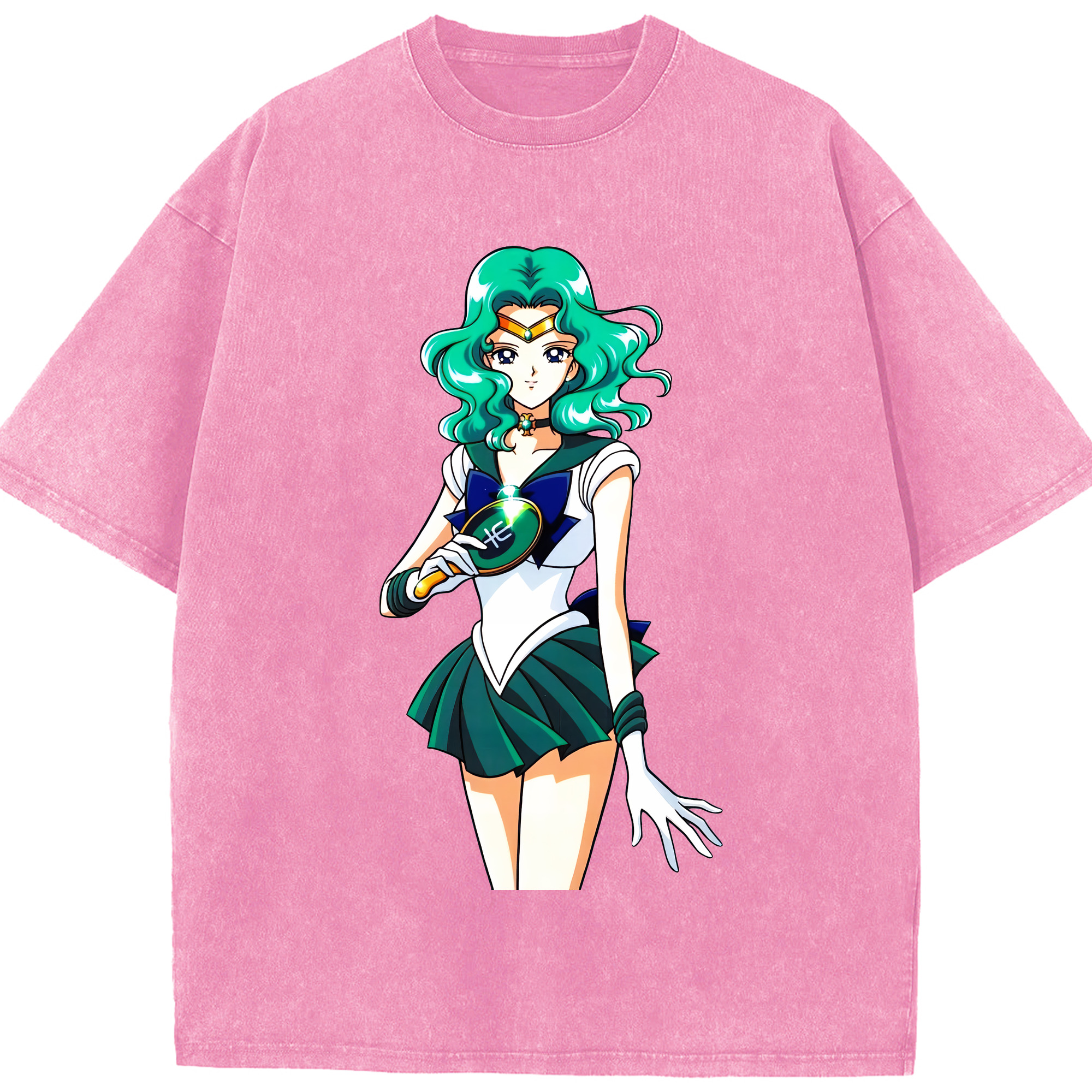 （画像用） 美少女戦士セーラームーン 海王 みちる（かいおう みちる） Sailor Moon Kaiou Michiru 綿100% ヴィンテージ風 半袖Tシャツ（フロントプリント）